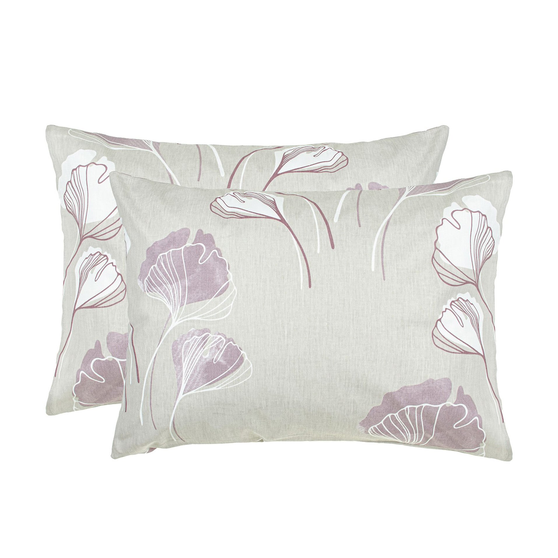 Наволочка бязева Home Line Гінкго білоба, бежево-лілова, 50*70 см, 2 шт (174451)